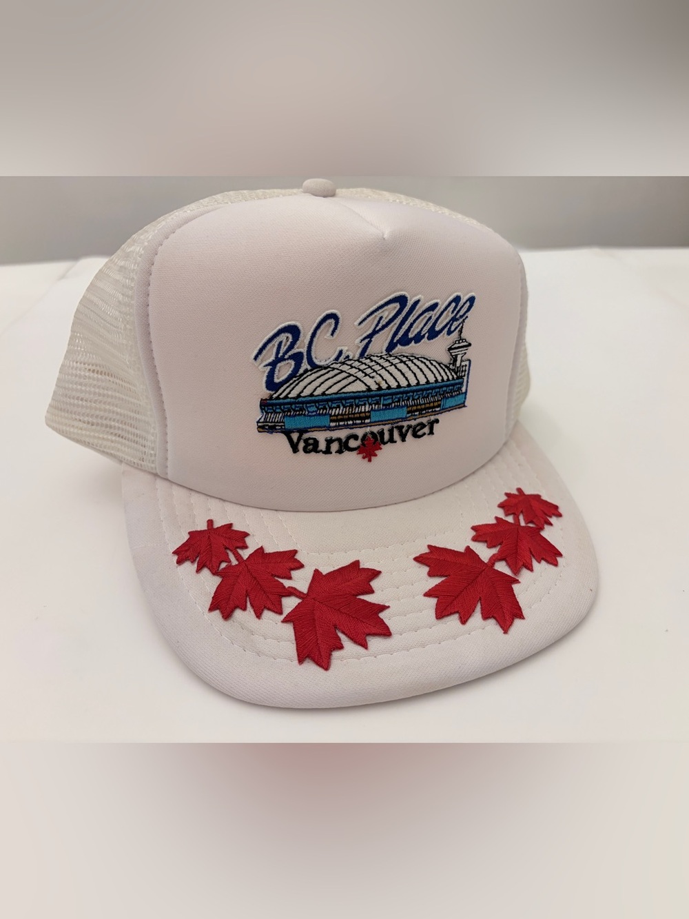 Vintage Retro Wilson BC Place Vancouver White Trucker Hat
